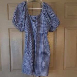 Old Navy Blue and White Puff Sleeve Sundress